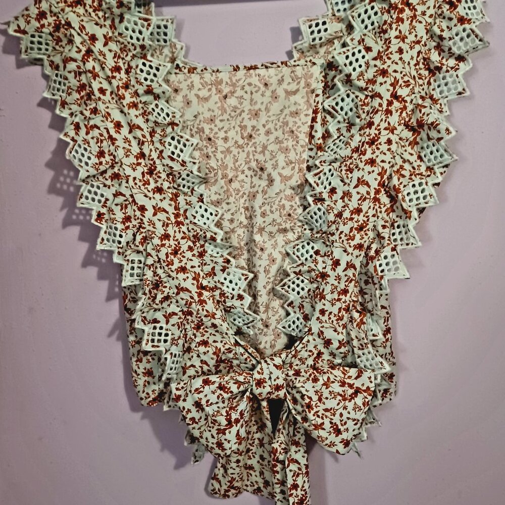 NWT Blue Tassel top